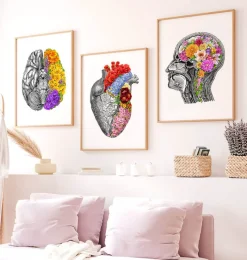 Codex Anatomicus Brain Anatomy^Anatomical brain with flowers II - White