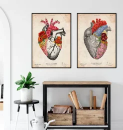 Codex Anatomicus Heart Anatomy^Anatomical heart - Floral - Vintage