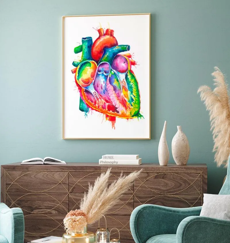 Codex Anatomicus Heart Anatomy^Anatomical heart art - Watercolor splash