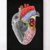 Codex Anatomicus Heart Anatomy^Anatomical heart with flowers - Black