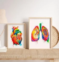 Codex Anatomicus Lungs Anatomy^Anatomical lungs art - Watercolor splash