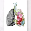 Codex Anatomicus Lungs Anatomy^Anatomical lungs with flowers - White