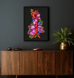 Codex Anatomicus Heart Anatomy^Aorta - Floral - Black
