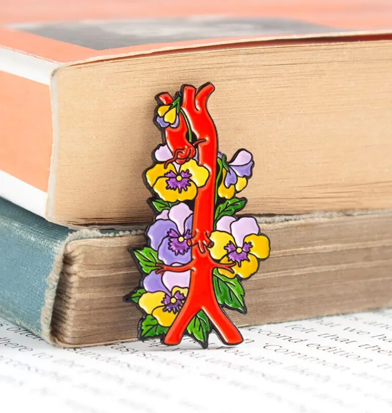 Codex Anatomicus Enamel Pins^Aorta with flowers - Enamel pin