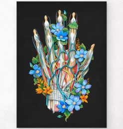 Codex Anatomicus Hands & Legs^Blood vessels of the hand - Floral - Black