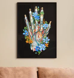 Codex Anatomicus Hands & Legs^Blood vessels of the hand - Floral - Black