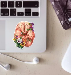 Codex Anatomicus Stickers^Brain anatomy sticker - Floral