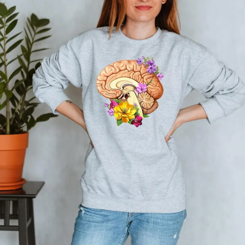 Codex Anatomicus Sweatshirts^Brain II Unisex Sweatshirt - Floral