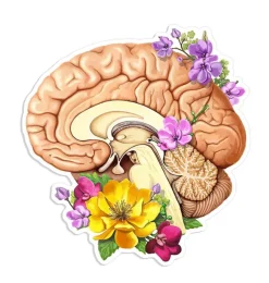 Codex Anatomicus Stickers^Brain side anatomy sticker - Floral
