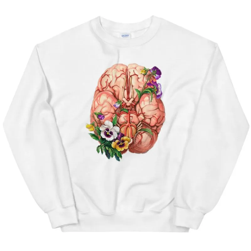 Codex Anatomicus Sweatshirts^Brain Unisex Sweatshirt - Floral