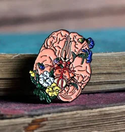 Codex Anatomicus Enamel Pins^Brain with flowers - Enamel pin