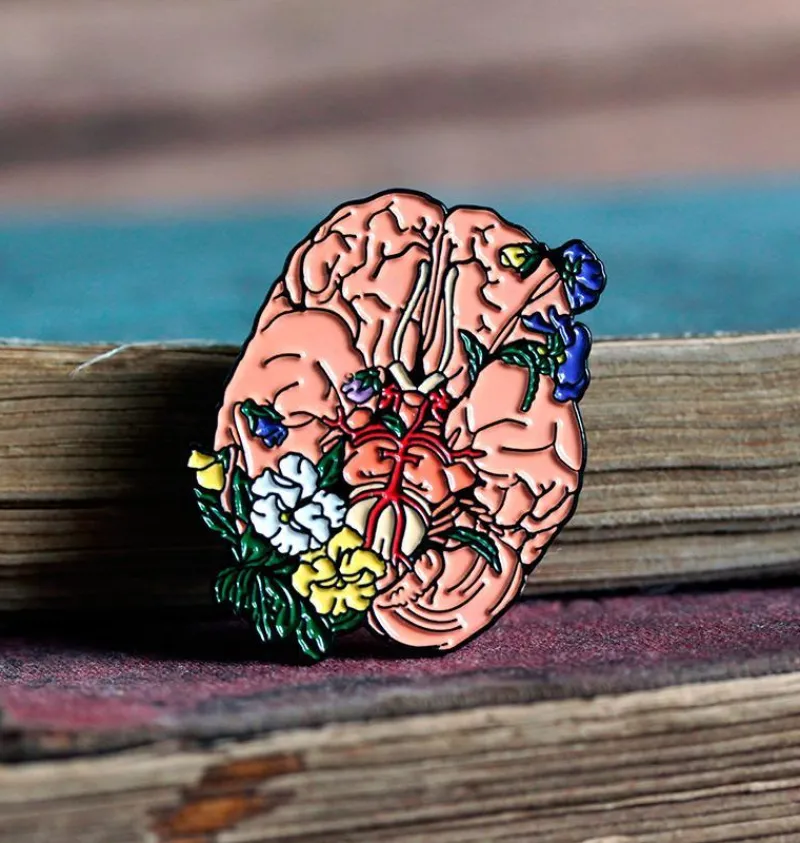 Codex Anatomicus Enamel Pins^Brain with flowers - Enamel pin
