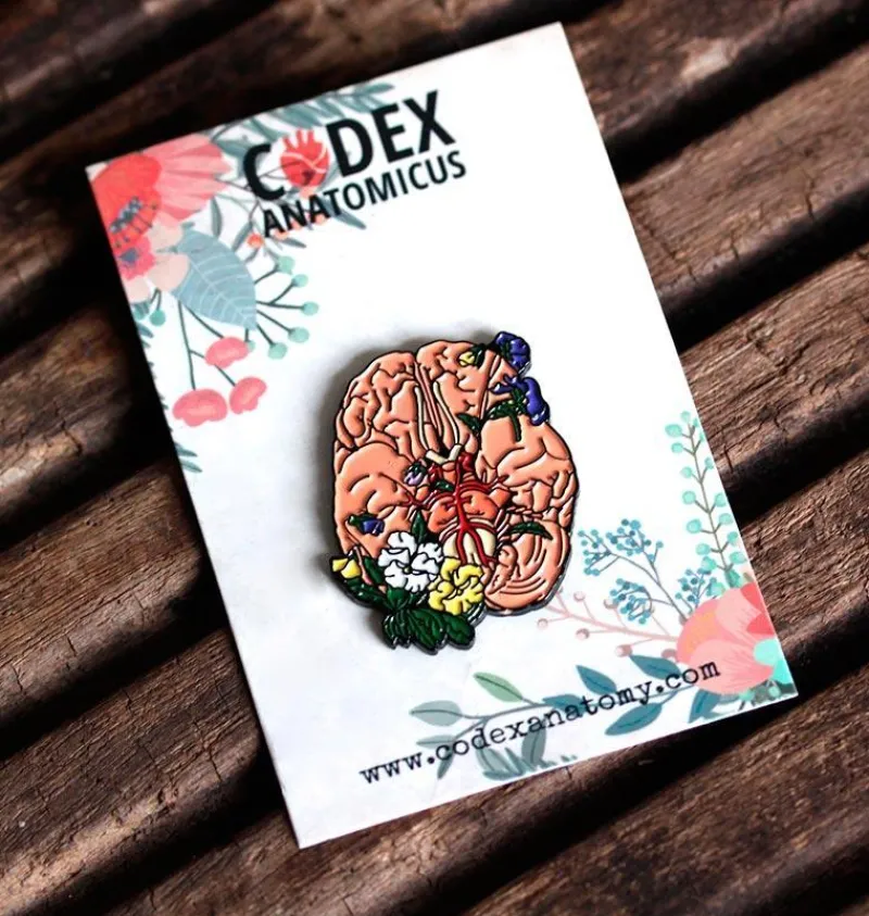Codex Anatomicus Enamel Pins^Brain with flowers - Enamel pin