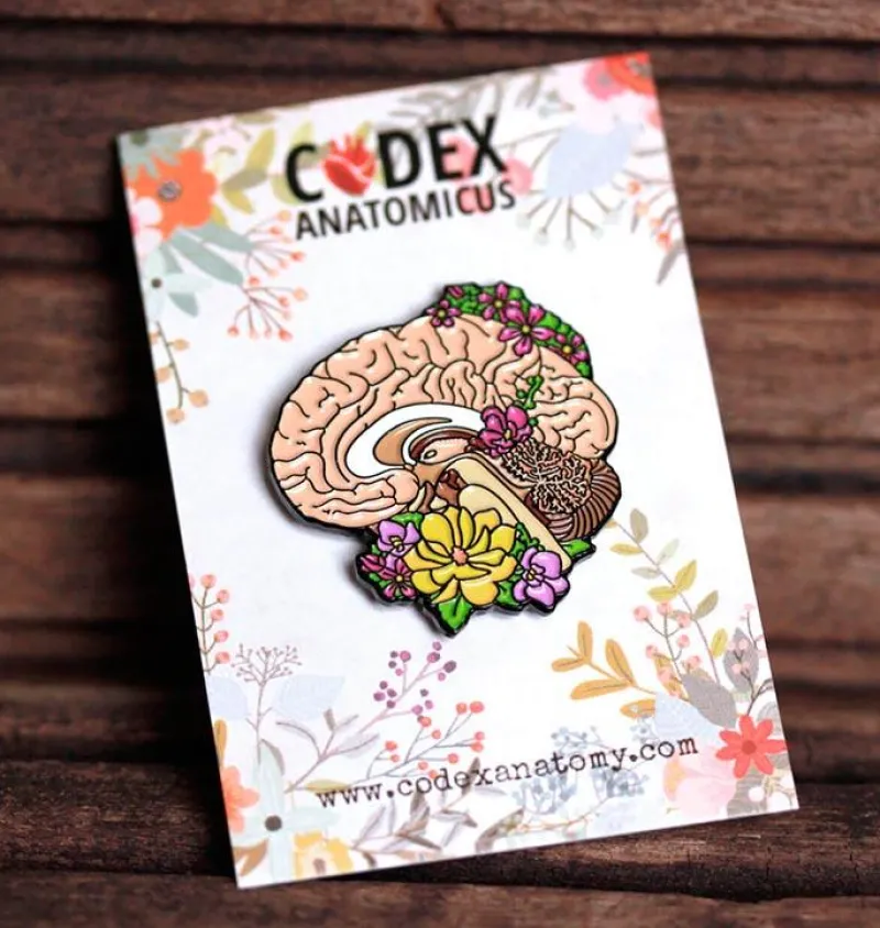 Codex Anatomicus Enamel Pins^Brain with flowers II - Enamel pin