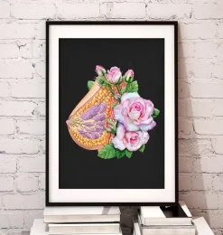 Codex Anatomicus Obstetrics & Gynecology^Breast anatomy - Floral - Black
