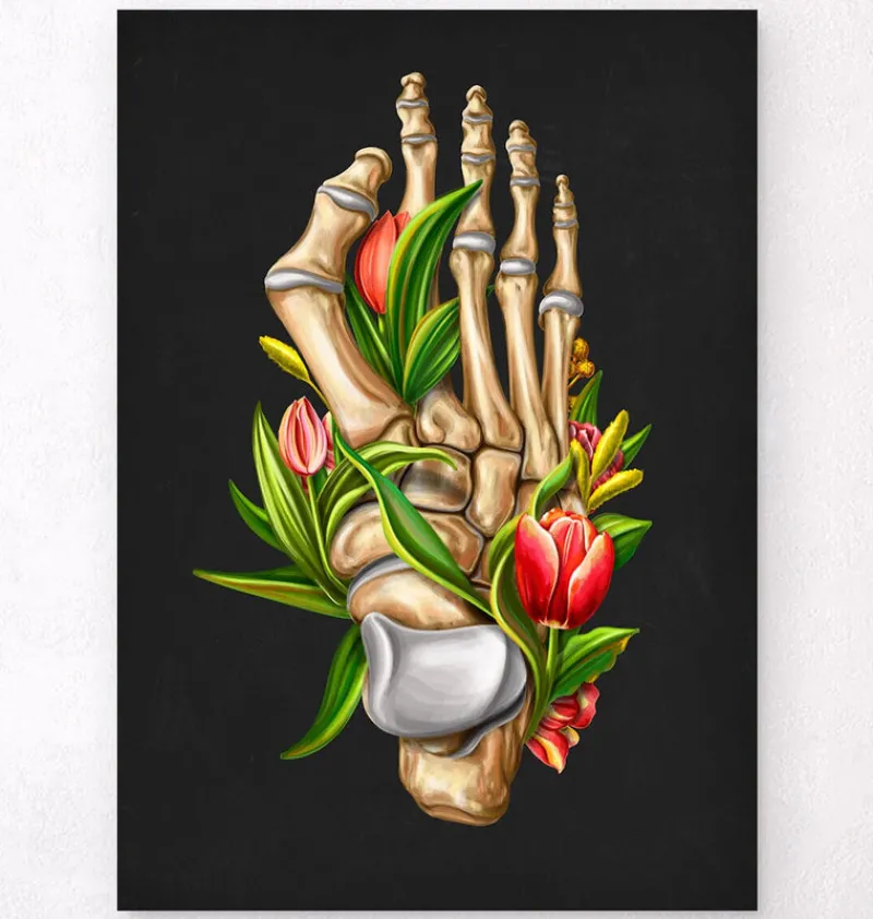 Codex Anatomicus Skull & Skeleton | Hands & Legs^Bunion anatomy - Floral - Black