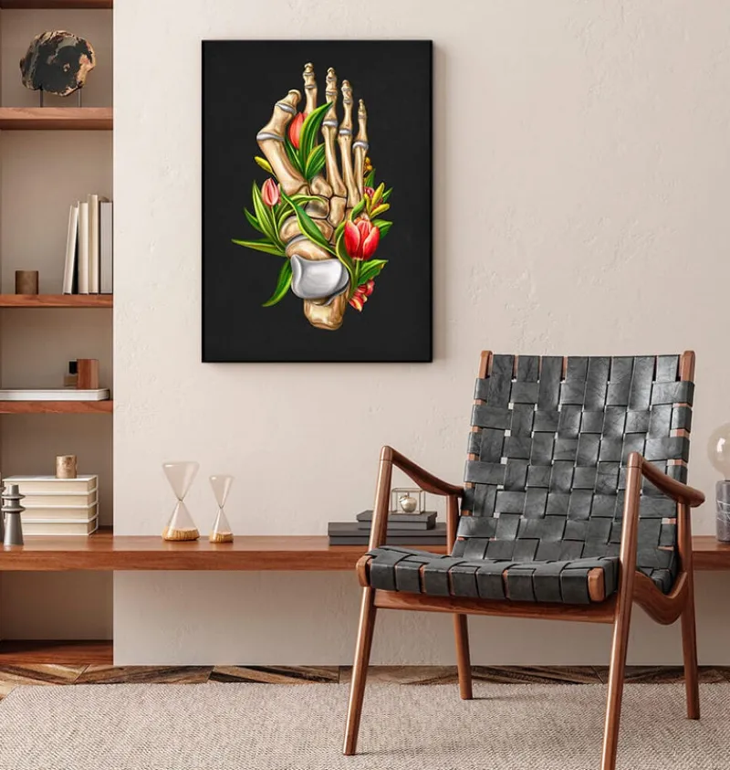 Codex Anatomicus Skull & Skeleton | Hands & Legs^Bunion anatomy - Floral - Black