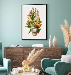 Codex Anatomicus Skull & Skeleton | Hands & Legs^Bunion anatomy - Floral - White