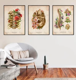 Codex Anatomicus Skull & Skeleton^Cervical nerves - Floral - Vintage