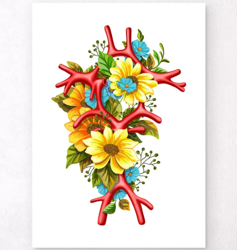 Codex Anatomicus Brain Anatomy^Circle of Willis - Floral - White