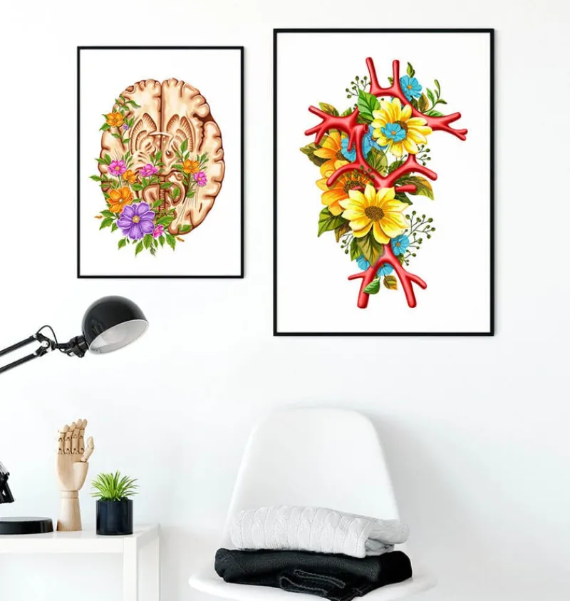 Codex Anatomicus Brain Anatomy^Circle of Willis - Floral - White