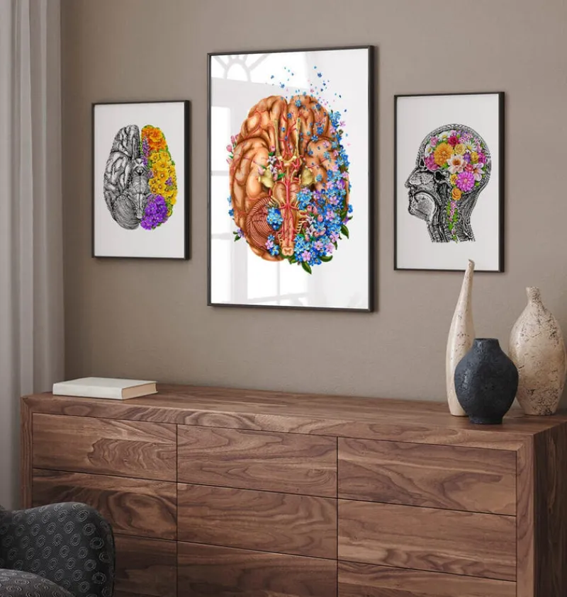 Codex Anatomicus Brain Anatomy^Dementia - Floral - White