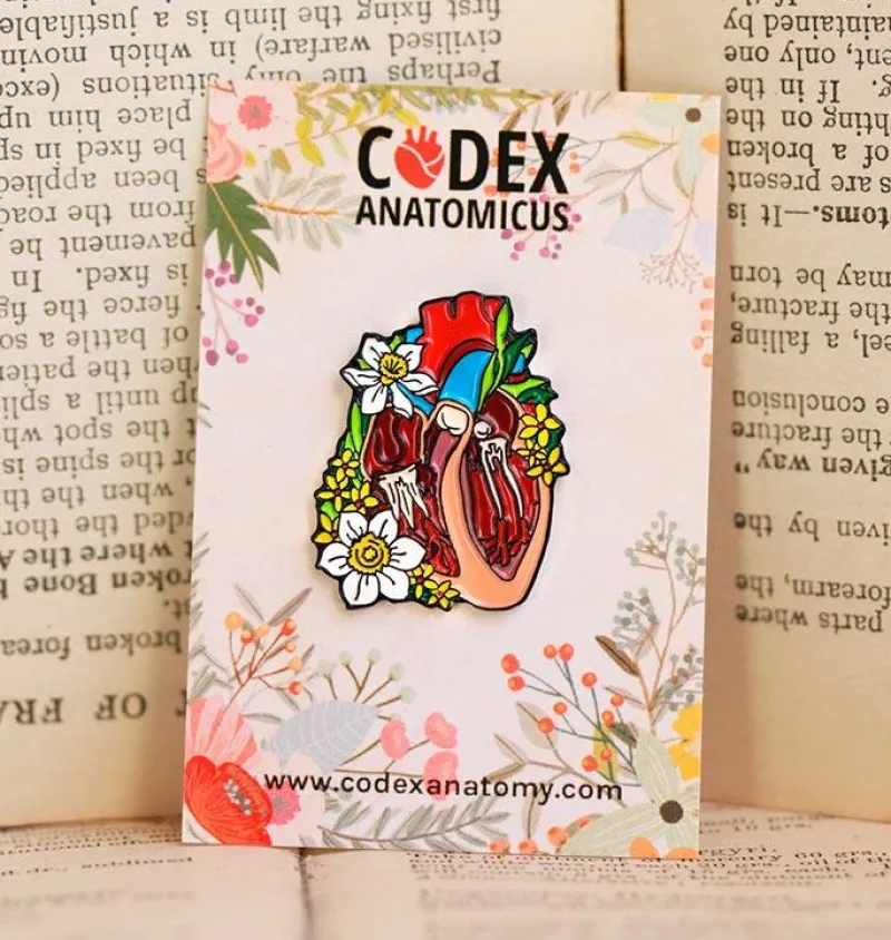 Codex Anatomicus Enamel Pins^Dissected heart with flowers - Enamel pin