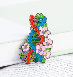 Codex Anatomicus Enamel Pins^DNA with flowers - Enamel pin