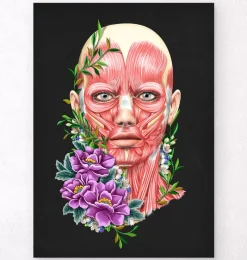 Codex Anatomicus Head & Face^Facial muscles anatomy II - Floral - Black