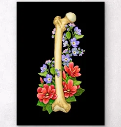 Codex Anatomicus Skull & Skeleton^Femur anatomy - Floral - Black