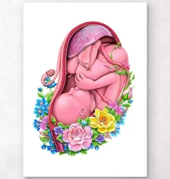 Codex Anatomicus Obstetrics & Gynecology^Fetus in a womb - Floral - White