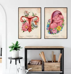 Codex Anatomicus Obstetrics & Gynecology^Fetus in a womb - Floral - Vintage