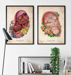 Codex Anatomicus Obstetrics & Gynecology^Fetus in a womb II - Floral - Vintage