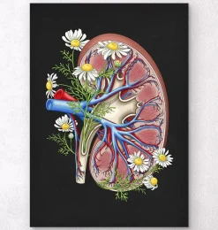 Codex Anatomicus Kidney & Liver^Floral kidney anatomy - Black