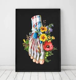 Codex Anatomicus Skull & Skeleton | Hands & Legs^Foot anatomy - Floral - Black