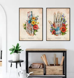 Codex Anatomicus Skull & Skeleton | Hands & Legs^Foot anatomy - Floral - Vintage