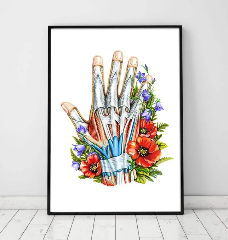 Codex Anatomicus Hands & Legs^Hand anatomy - Floral - White