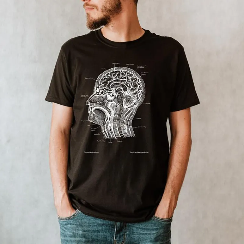 Codex Anatomicus T-shirts^Head Section Unisex T-Shirt - Chalkboard