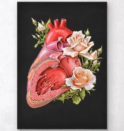 Codex Anatomicus Heart Anatomy^Heart anatomy - Floral - Black