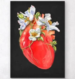 Codex Anatomicus Heart Anatomy^Heart anatomy II - Floral - Black
