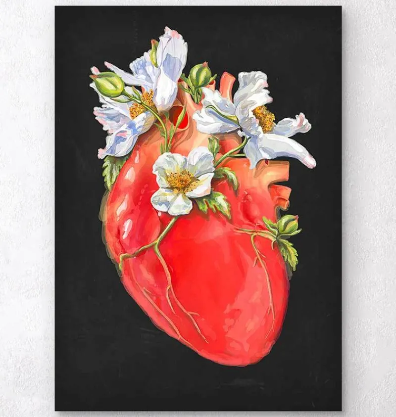 Codex Anatomicus Heart Anatomy^Heart anatomy II - Floral - Black