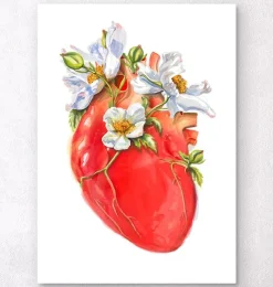 Codex Anatomicus Heart Anatomy^Heart anatomy II - Floral - White