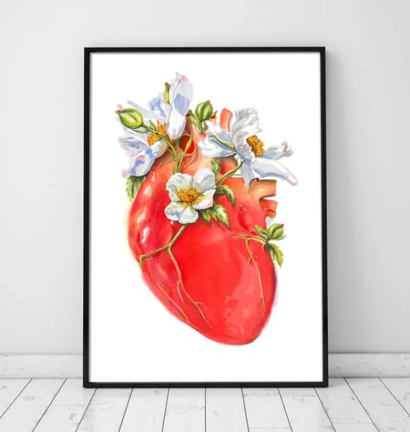 Codex Anatomicus Heart Anatomy^Heart anatomy II - Floral - White