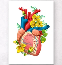 Codex Anatomicus Heart Anatomy^Heart anatomy III - Floral - White