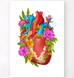 Codex Anatomicus Heart Anatomy^Heart anatomy IV - Floral - White