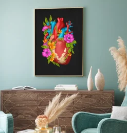 Codex Anatomicus Heart Anatomy^Heart anatomy IV - Floral - Black