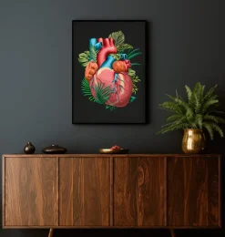 Codex Anatomicus Heart Anatomy^Heart anatomy V - Floral - Black