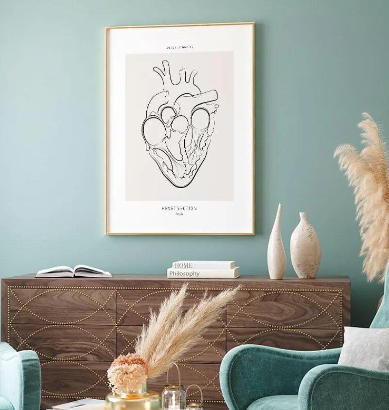 Codex Anatomicus Heart Anatomy^Heart section - Line Art