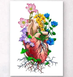 Codex Anatomicus Heart Anatomy^Heart with flowers