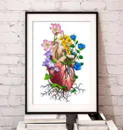 Codex Anatomicus Heart Anatomy^Heart with flowers